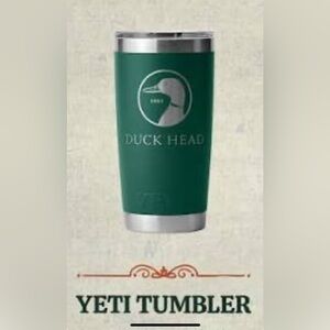 Duck Head Logo on Forest Green Yeti Tumbler with Silver Base